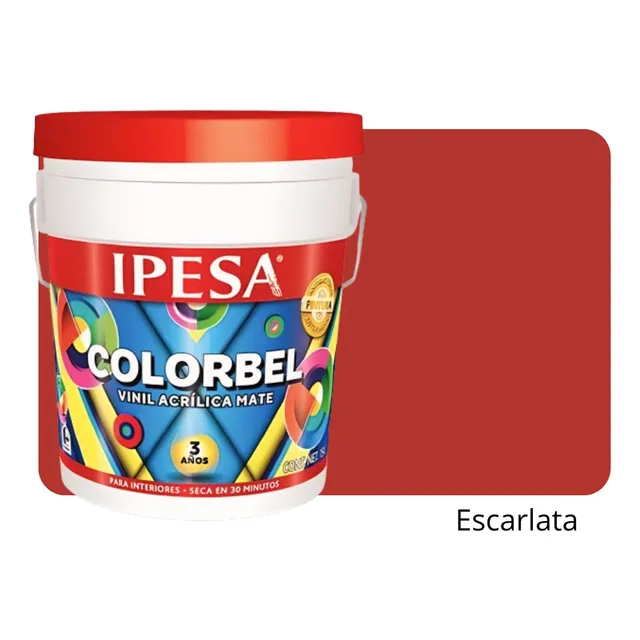 Pintura Vinílica Interior 4 Litros Colorbel 3 Años Galón Color Escarlata