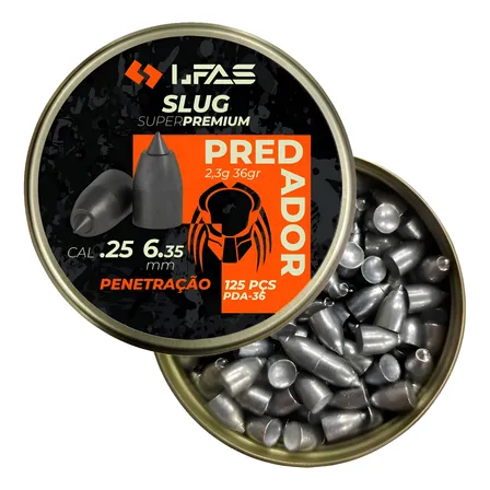 Chumbinho Slug 6.35mm 36grains Predador Lfas 125un Carabina
