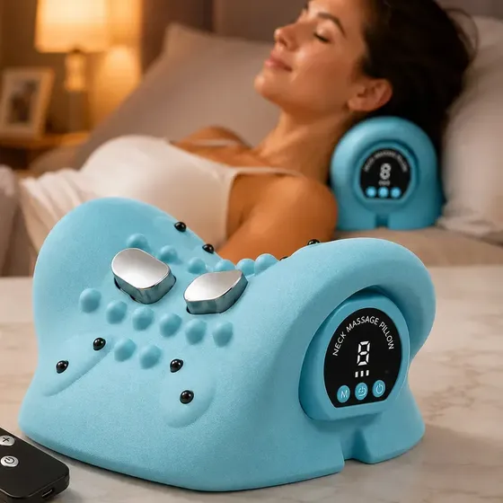 Massageador Pescoço Cervical Almofada Massageadora Dores Massagem Com Aquecimento Vibração Estimulaç