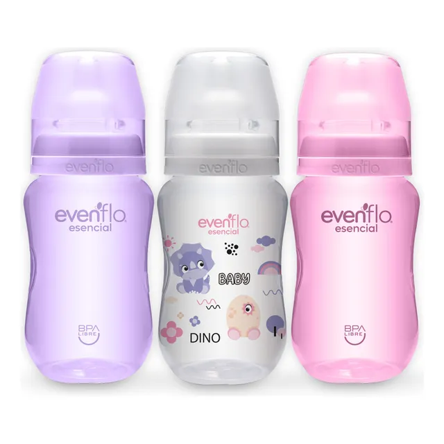Paq 3 Biberones Evenflo 1121 270ml/9oz 3-12m Cuello Ancho
