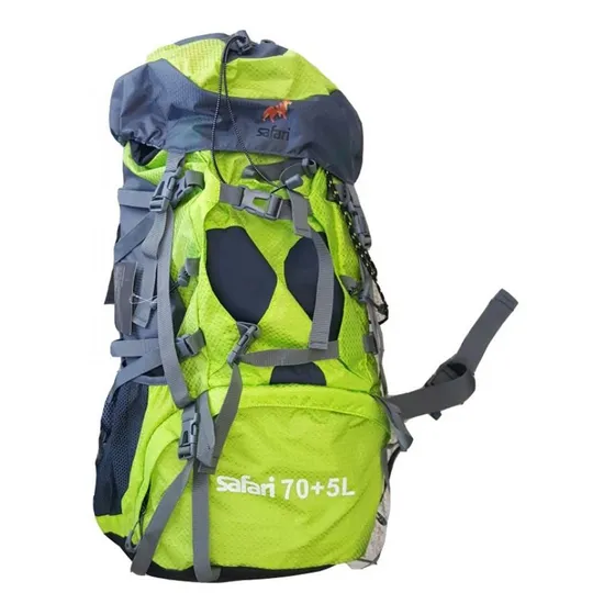 Mochila De Camping Safari Trekking Viaje Bp75 Ripstop 75lts Color Verde Diseño de la tela Liso