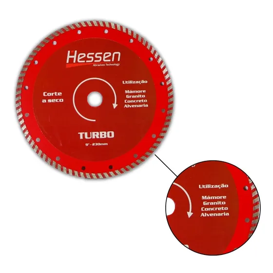 Disco Diamantado Turbo 9'' P/ Concreto - Hessen