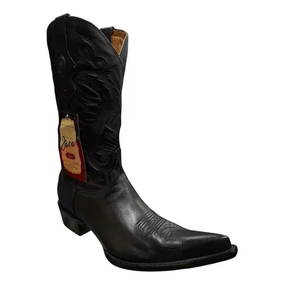 Bota Vaquera Jaca Original Punta Chihuahua Negro 100% Piel
