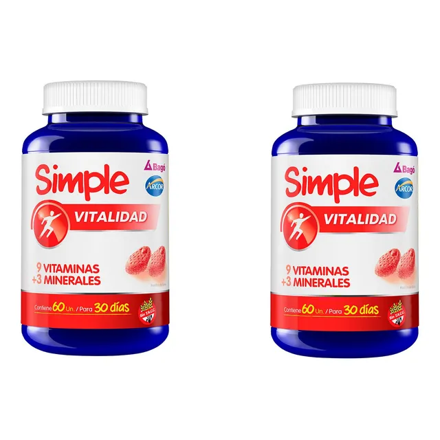 Pack Simple Bagó Vitalidad 120 Pastillas Vitaminas Minerales