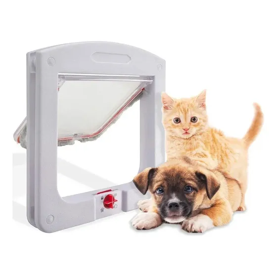Portinha De Passagem Porta P/ Gato Cachorro Pequeno Pet Door Cor Branco
