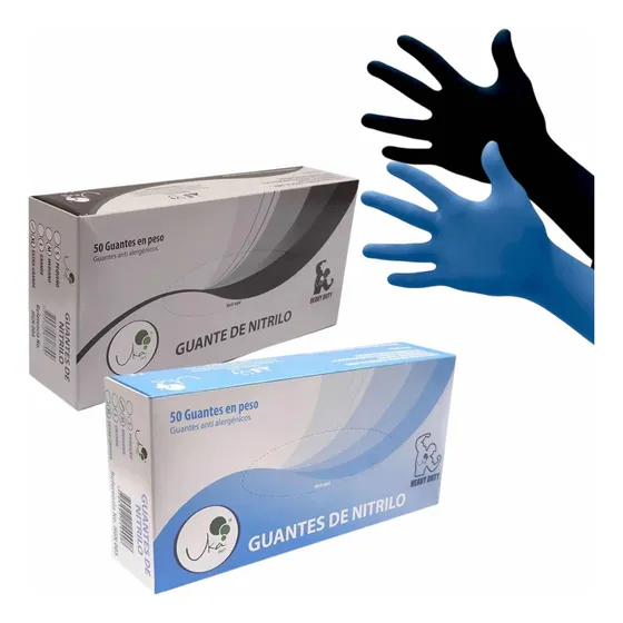 Guantes De Nitrilo Hd Heavy Duty Trabajo Pesado Calibre 12 Color Azul Talla Talla M