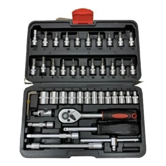 Caja Set Herramientas Juego Llave Tubo Kit 46 Piezas