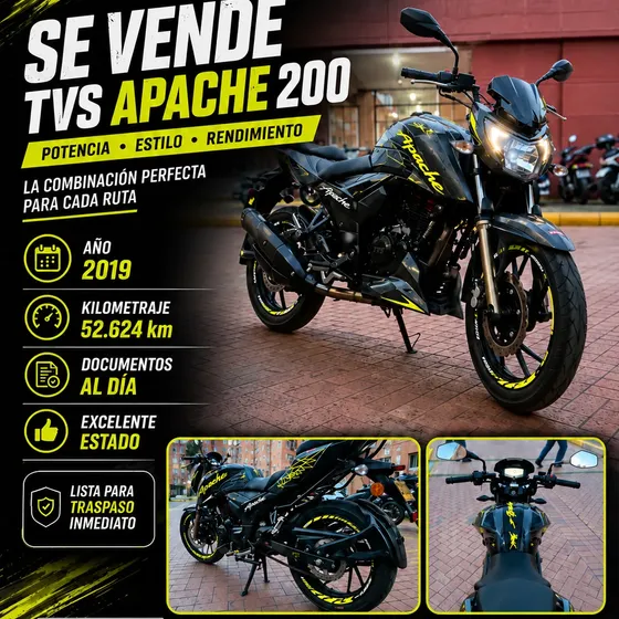 Moto Apache 200 Tvs   Años 2019 Impuesto Al Día  Tecno Novie
