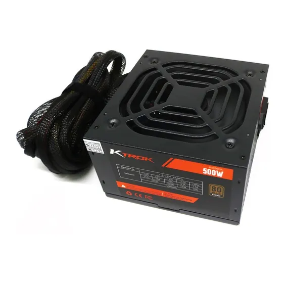 Fonte Atx 500w Real Ktrok Kt-ps500w 80+bronze Pfc Ativo Cor Preto 127/220V