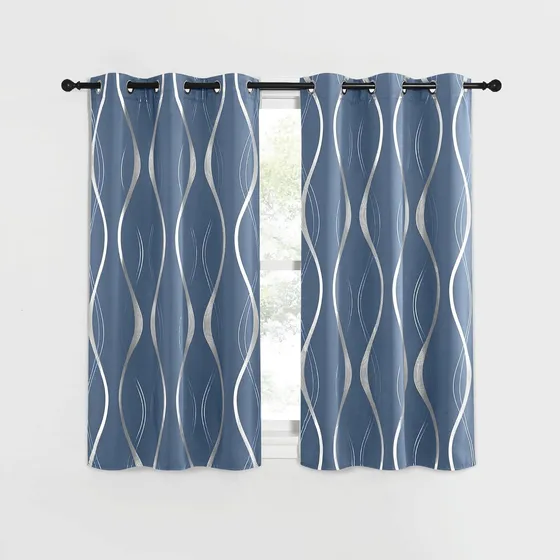Pantalla De Cortina Para Cocina, Azul Petrificado, 107 X 122