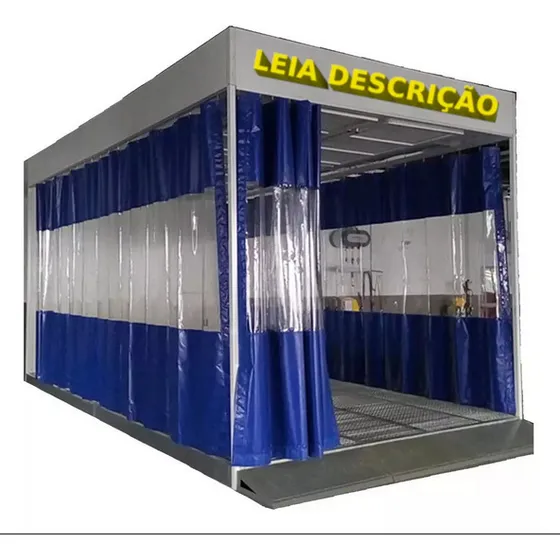 Cortina Cabine Pintura Lonas Transparente Ilhos 2,80 X 5,00