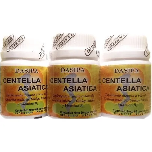 Centella Asiatica + Gingko + Vit B Dasipa. Pack 3 X 60 Comp.