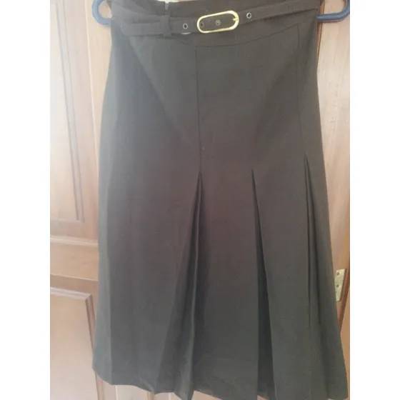 Falda De Gabardina Marron Con Tachones Talla S