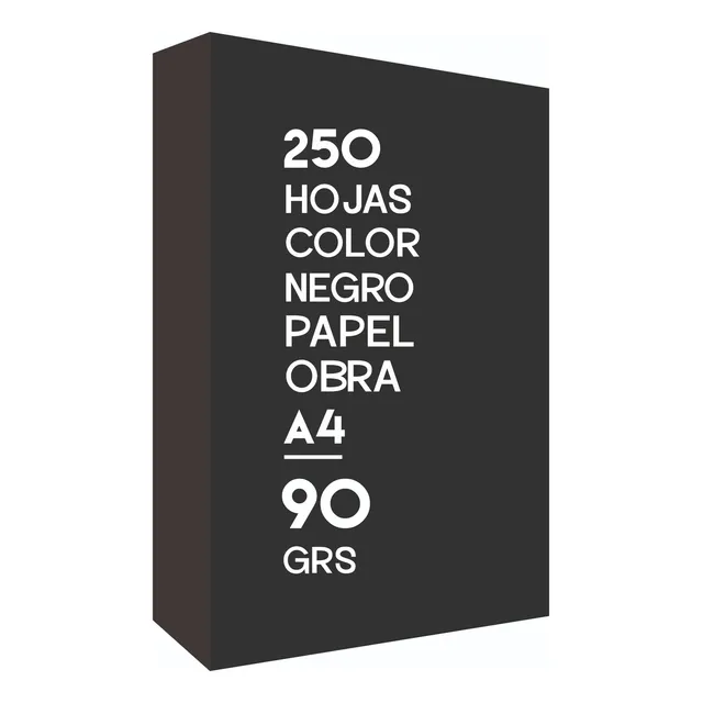 Resma A4 90grs Papel Color Negro 250 Hojas