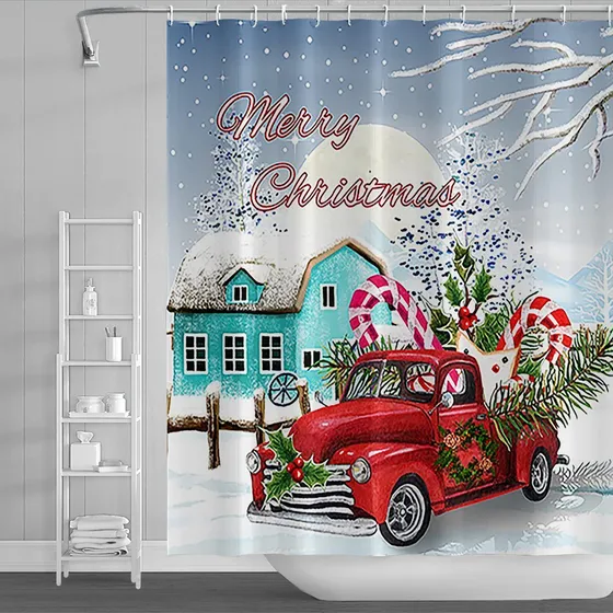 Haoyiyi Cortina Ducha Navidad Para Casa Invierno Regalo Año