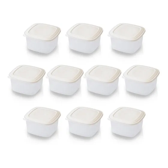 Tapers Plasticos Chico Hermetico X10 Apto Microondas Freezer Color Blanco
