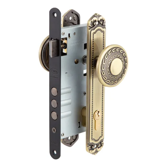 Cerradura Embutida Barroca B60 Pomo Acceso Color Bronce