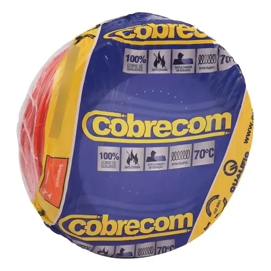 Cabo Cobrecom Flexivel 2,5 Mm Vermelho Pt Com 100