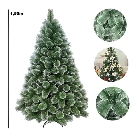 Árvore De Natal Pinheiro C/ Neve Luxo 1,5m 260 Galhos A0615m Cor Verde A0615m