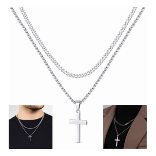 Collar Cadenas Dijes De Cruz Hombre Acero Inoxidable Joyeria Collar Cadenas Dijes De Cruz Hombre Acero Inoxidable Joyeria