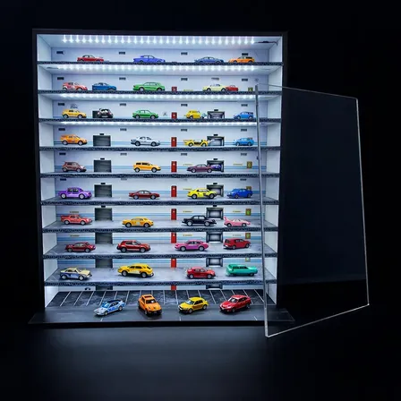 Expositor Garagem 150 Hot Wheels Led Tampa Acrílico Premium Escala 1 64
