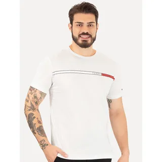 Camiseta Tommy Hilfiger Two Tone Chest Stripe Branca Camiseta Tommy Hilfiger Two Tone Chest Stripe Branca