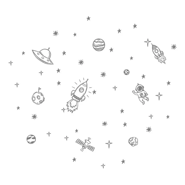 Stickers Planetas Cohetes Astronauta Habitación Infantil S