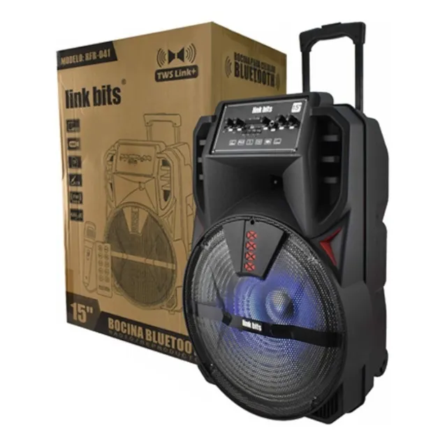 Bocina Link Bits BM15014K portátil con bluetooth negra 127V