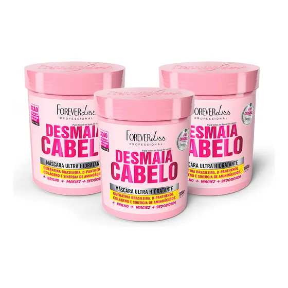 Combo Com 3 Máscara Desmaia Cabelo Forever Liss