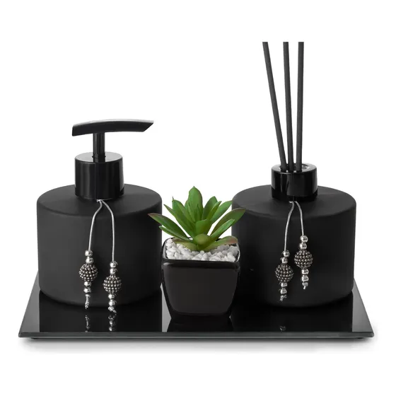 Kit Lavabo Luxo Difusor E Saboneteira Com Bandeja 