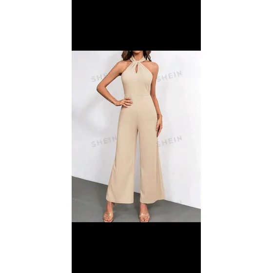 Enterizo Shein Braga Larga Albaricoque Beige Sin Mangas