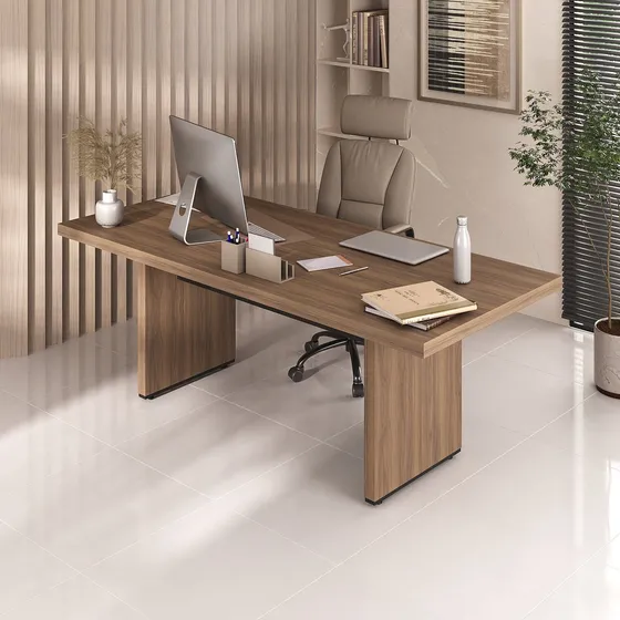 Mesa Para Escritório E Reunião 2 Metros Tamburato 5 Cm Wt