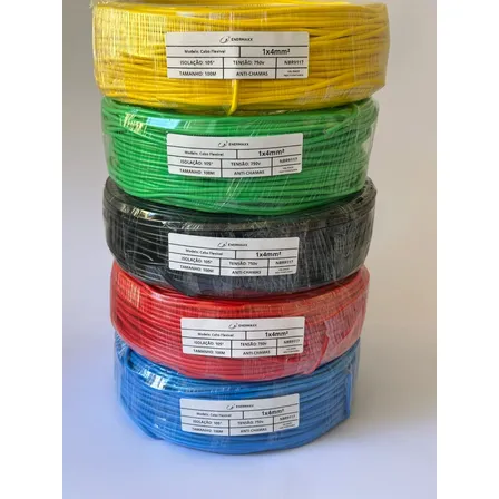 Fio Flexivel 4mm  100 Metros Cabo Unipolar 750v Enermaxx Preto