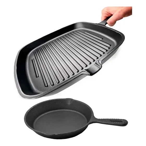 Plancha Cuadrada Hierro Fundido + Provolera Queso Cocina