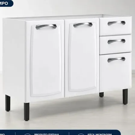 Balcão Itatiaia New Premium Aço Sem Tampo Branco 120cm