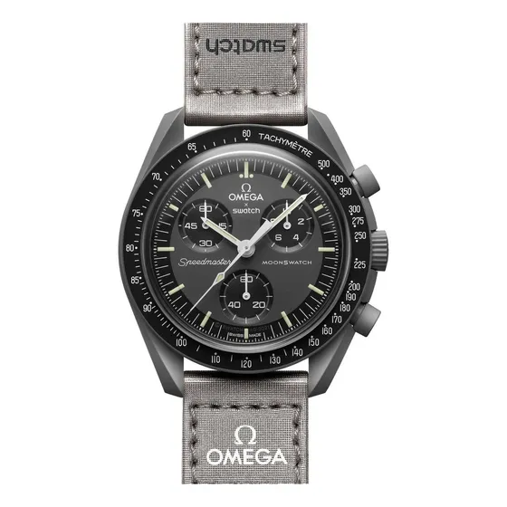 Reloj Omega Swatch Bioceramic Moonswatch Missionmercury Color de la correa Gris metálico Color del bisel Negro Color del fondo Gris oscuro