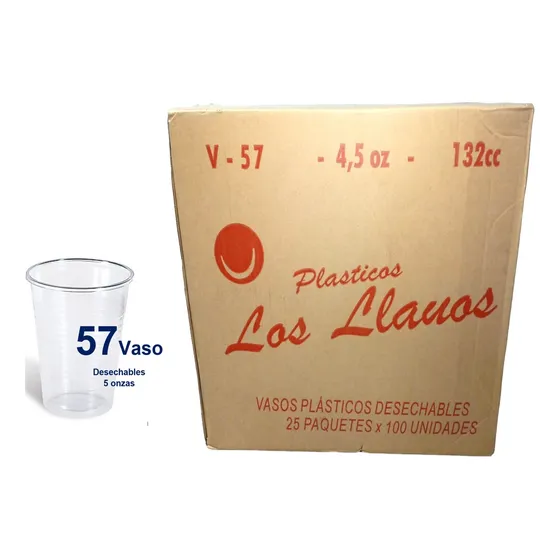 Caja De Vasos Desechables Plásticos V57 De 5 Oz 2500 Unid