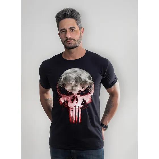 Camisa Justiceiro Punisher  Vingador Geek Camisa Caveira M-3