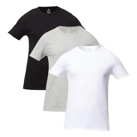 Kit Com 3 Camisetas Masc Básicas Slim Gola Redonda Hering Branco / Preto / Cinza Lisa M