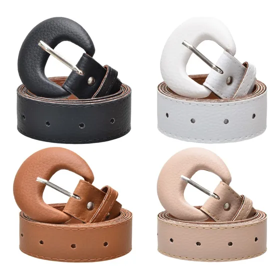 Kit 4 Cintos Feminino Moda Plus Size 1,40cm Fivela Meia Lua