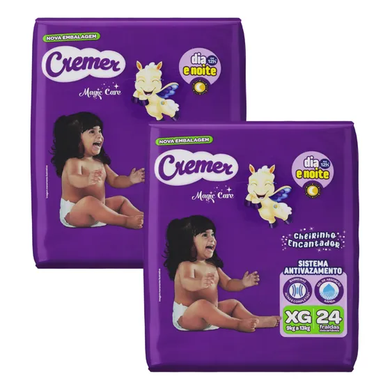2x Fralda Cremer Magic Care Econômica Xg Pacote C/ 24 Unid