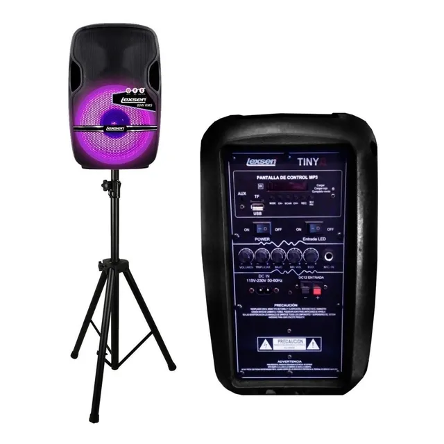 Caja Acustica Parlante Activa Kit Lexsen  80w Mic + Soporte