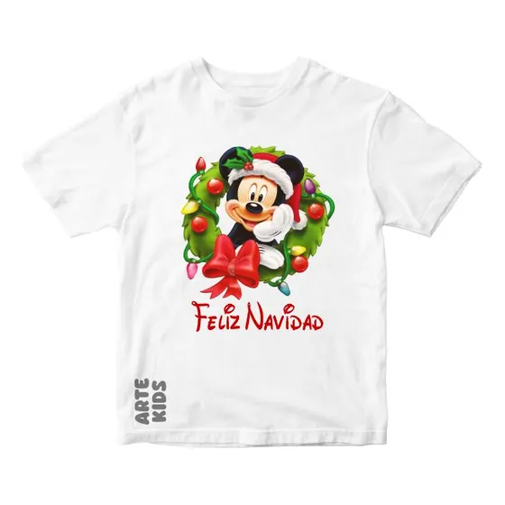 Polos Navideños Niños Mickey Mouse Corona Navidad