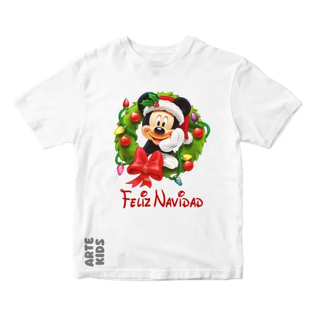 Polos Navideños Niños Mickey Mouse Corona Navidad