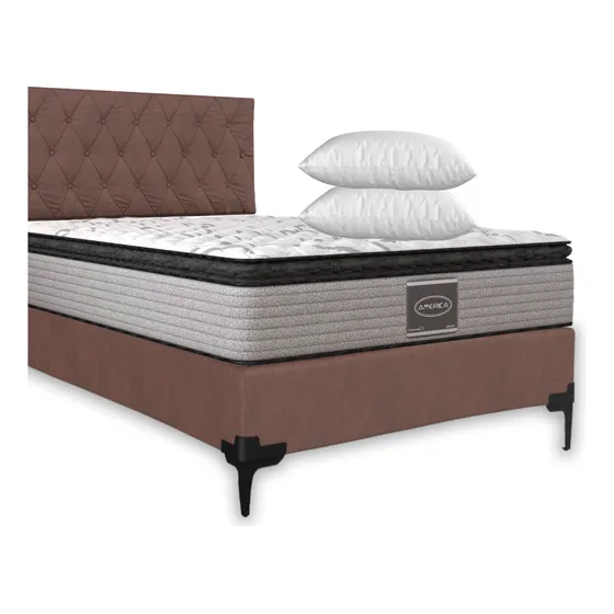 Colchon America Matrimonial + Box + Cabecera + 2 Almohadas