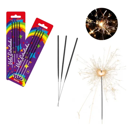 Kit 100 Velas Estrelinhas Faisca Aniversario Festa Bolo