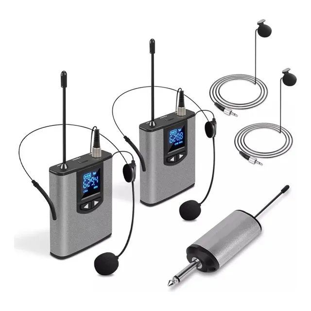 Micrófono Inalámbricos 2 Bodypack Solapa Auriculares A1-2uhf