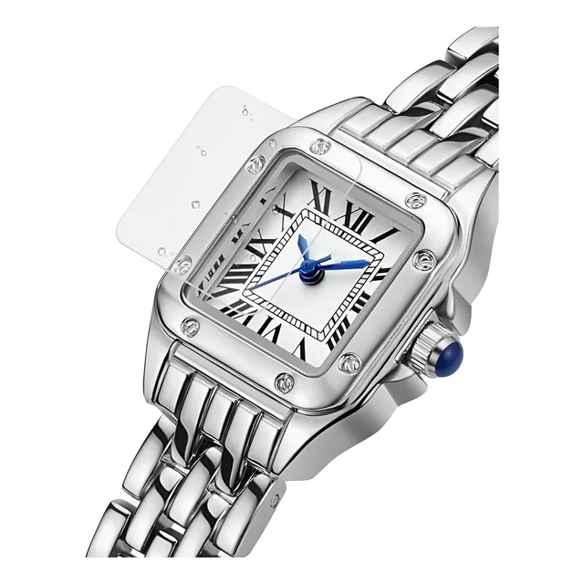 Reloj Quartz Mujer Clasico Tipo Cartier Elegante Plateado