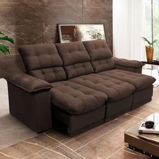 SofĂĄ RetrĂĄtil ReclinĂĄvel Atenas 2,30m Suede Velut Marrom SofĂĄ RetrĂĄtil ReclinĂĄvel Atenas 2,30m Suede Velut Marrom