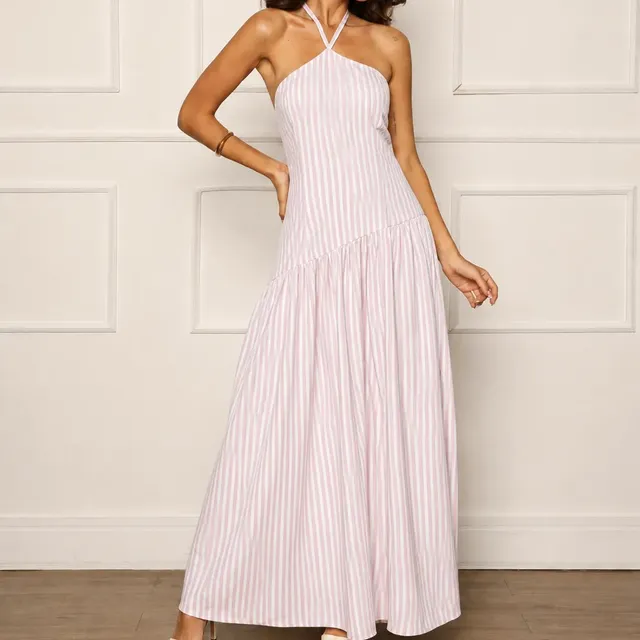 Vestido Listrado Soltinho Feminino Midi Verão